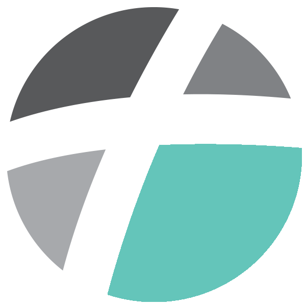 Abstract circular logo with gray and teal segments